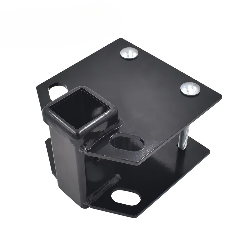 Complete Vypart 2 inch trailer hitch receiver kit for 4x4 square rear bumpers, includes receiver, mounting hardware, and spare tire carrier