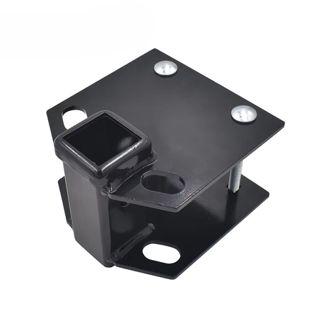Complete Vypart 2 inch trailer hitch receiver kit for 4x4 square rear bumpers, includes receiver, mounting hardware, and spare tire carrier