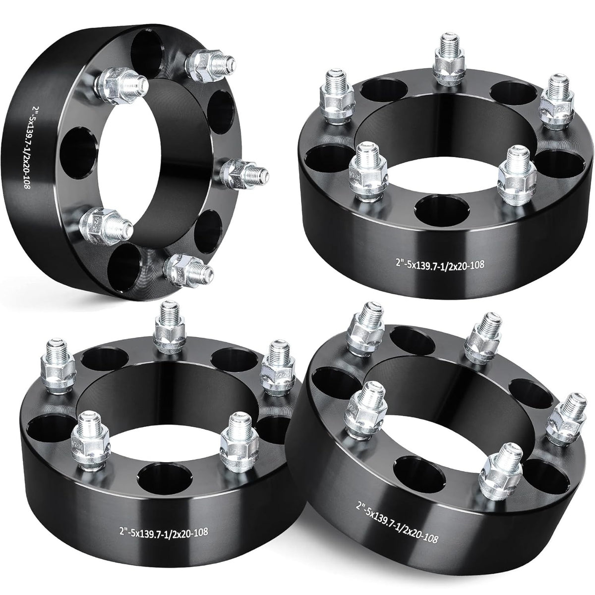 Vypart 2-inch thick wheel spacers with 5x5.5 (5x139.7mm) bolt pattern and 108mm hub bore