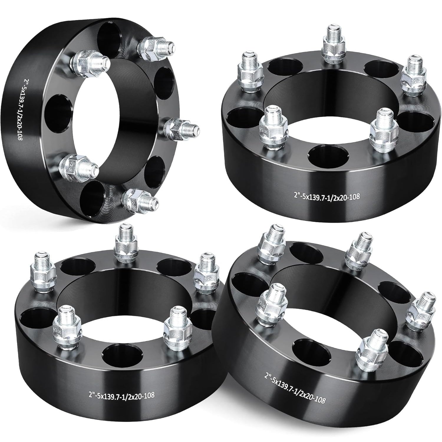 Vypart 2-inch thick wheel spacers with 5x5.5 (5x139.7mm) bolt pattern and 108mm hub bore