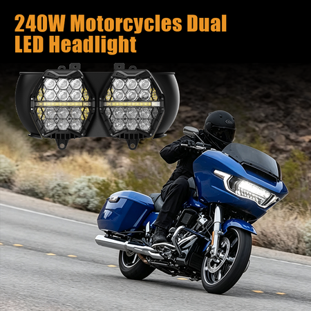 Perfectly compatible with Harley touring motorcycles. This Vypart 240W dual LED headlight is the ultimate direct-fit upgrade, ensuring clearer nighttime visibility and a striking appearance for your ride.