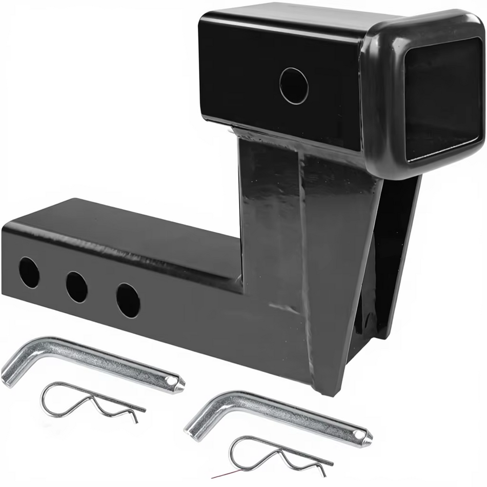 Vypart 2-inch Receiver Trailer Hitch Riser with 6-inch Drop/Rise, includes hitch pins, displayed on a white background
