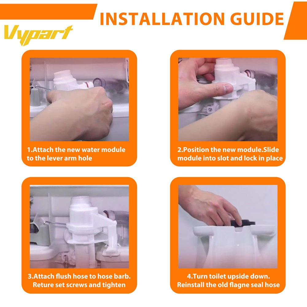 Side-by-side comparison of the new Vypart 31705 water valve and the old worn-out valve