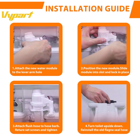 Side-by-side comparison of the new Vypart 31705 water valve and the old worn-out valve
