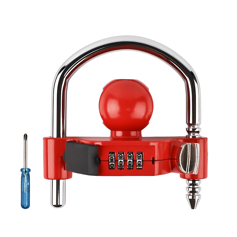Vypart 4-digit combination lock for trailer hitch with durable red steel shackle