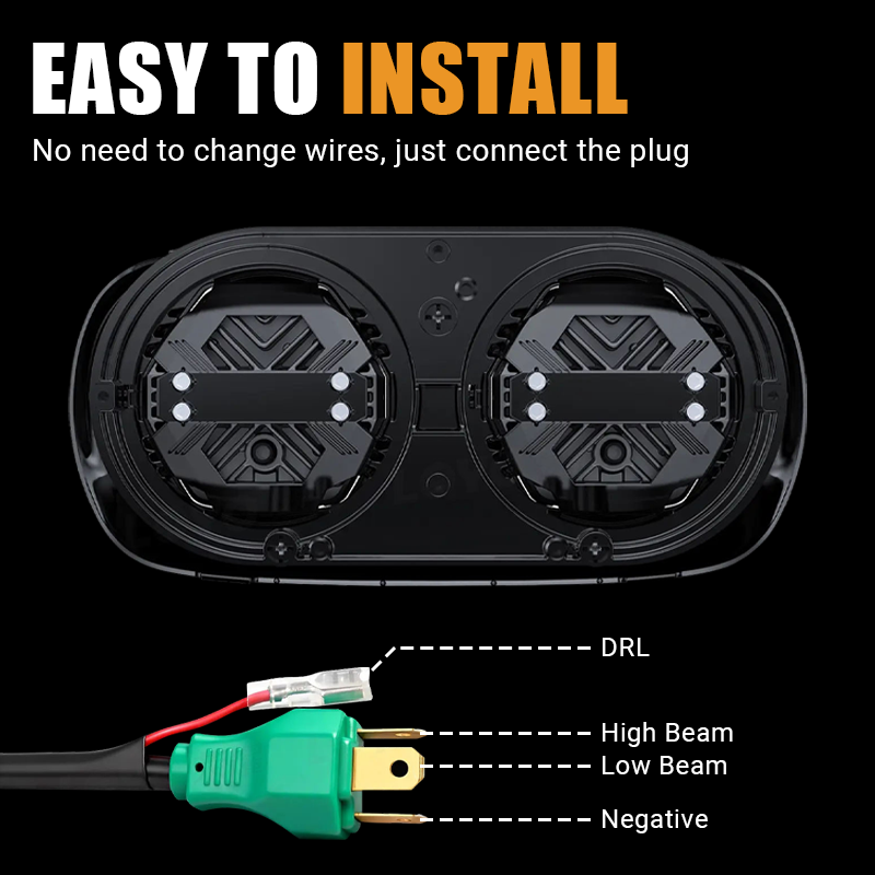 Save time on installation with the Vypart 5.75-inch dual headlight. No need to change wires; it's true plug-and-play. Includes clear wiring instructions for DRL, High Beam, Low Beam, and Negative connections.