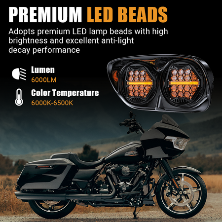 Adopting premium LED lamp beads, the Vypart 5.75-inch dual headlight delivers 6000LM brightness at a 6000K-6500K color temperature, ensuring high brightness, excellent anti-light decay performance, and superior road visibility.