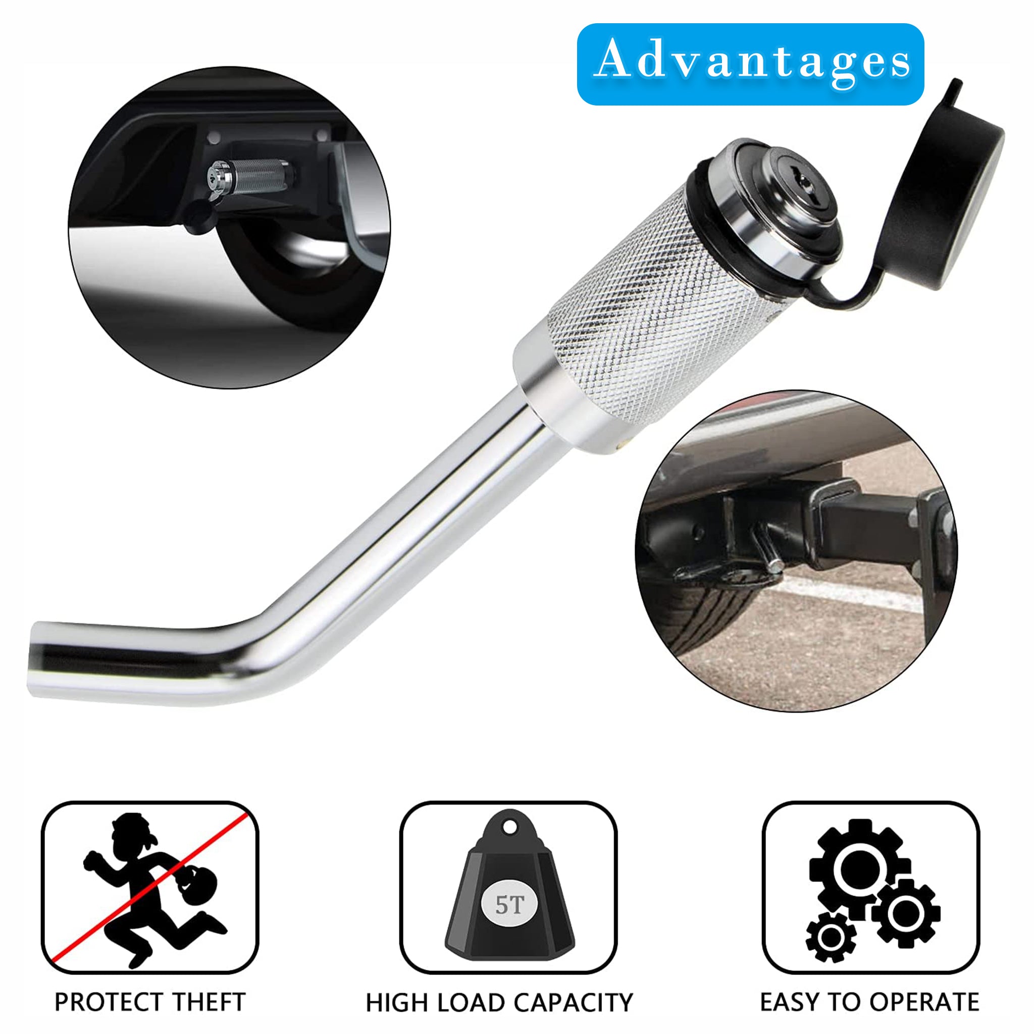 Complete pair of Vypart 5/8-inch bent hitch pin locks with 3-1/2-inch bent pins, shown with keys