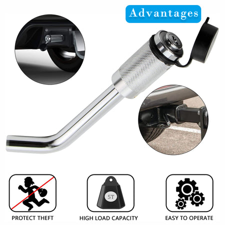 Complete pair of Vypart 5/8-inch bent hitch pin locks with 3-1/2-inch bent pins, shown with keys