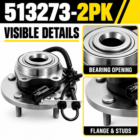 Vypart 513273-2PK wheel hub bearing assemblies, sensor lead and mounting details