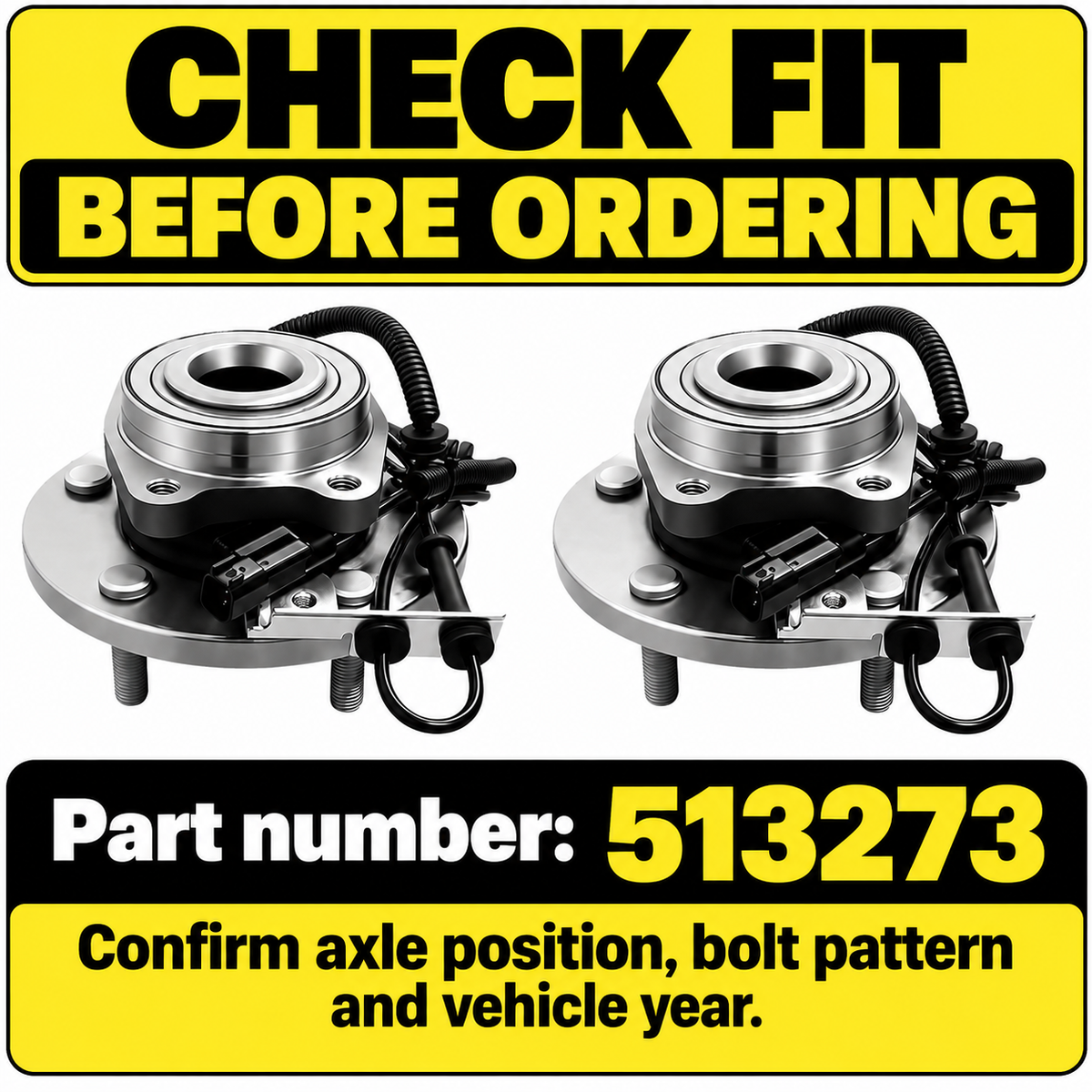 Vypart 513273-2PK wheel hub bearing assemblies, part number and mounting fit check