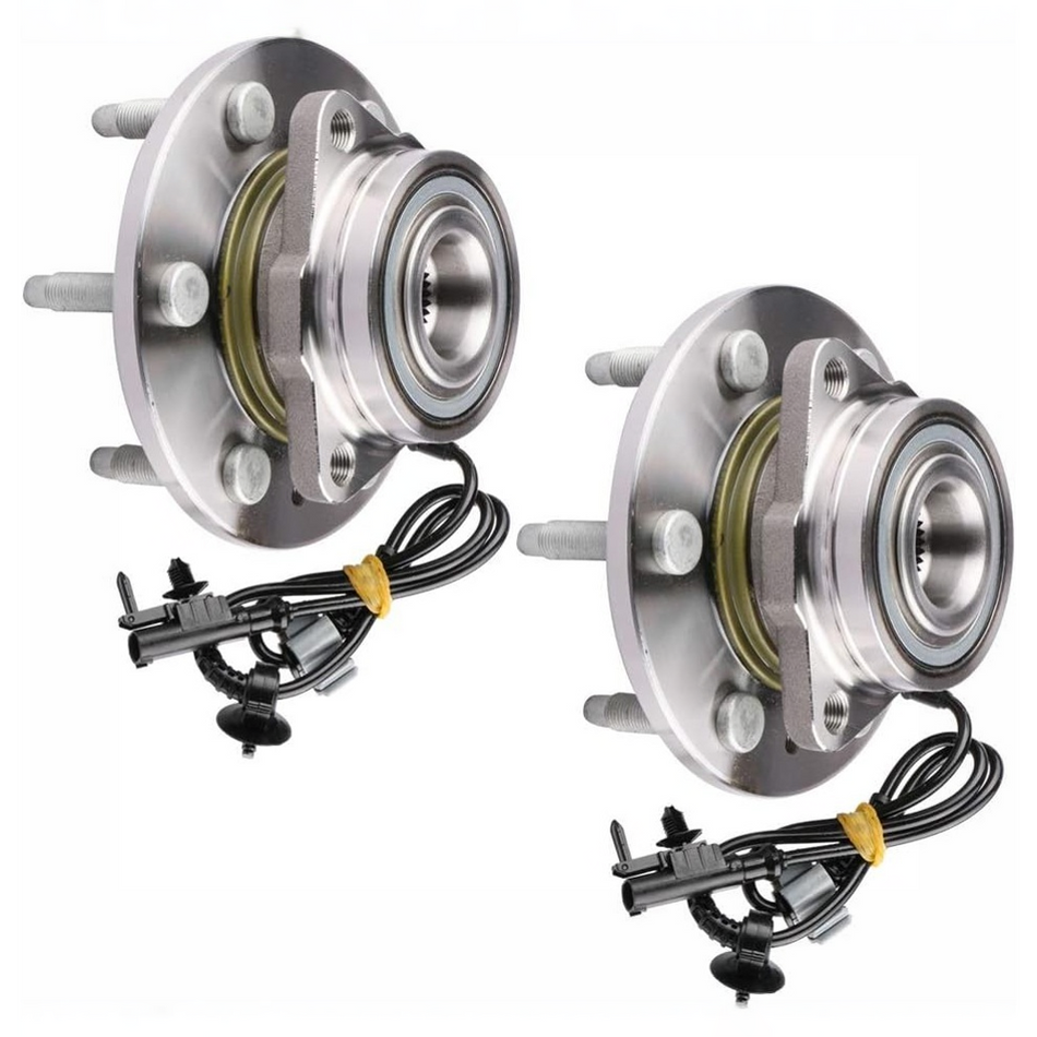 Complete Vypart 515096-2PK front wheel bearing and hub assembly, two-pack set shown with all components