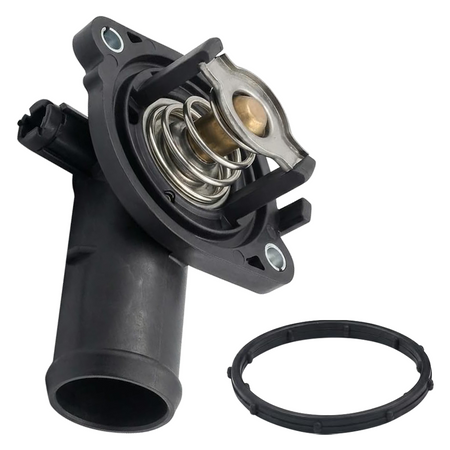Vypart 5184570AJ direct replacement thermostat housing assembly with gasket, engineered to fix engine overheating and coolant leaks for Chrysler Town & Country, Dodge Grand Caravan, Journey, and Avenger 3.6L V6 models.