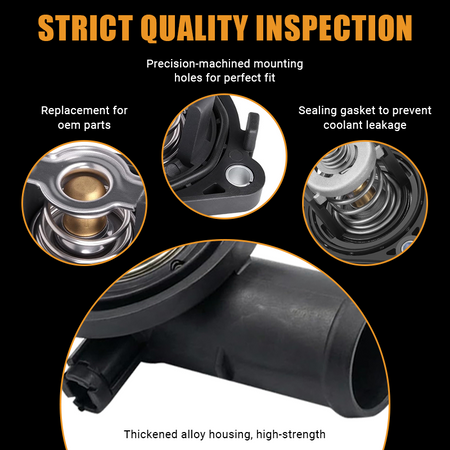 Precision-machined mounting holes ensure a perfect fit for OEM part 5184570AJ. The thickened housing and sealing gasket prevent coolant leakage, guaranteeing reliable engine performance and easy installation for your Chrysler or Dodge vehicle.