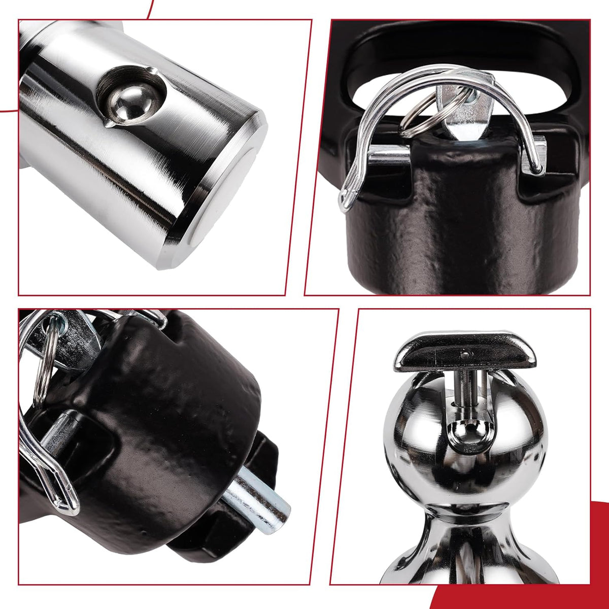 Image showing the Vypart 60618 hitch ball kit installed and compatible with a Ford Super Duty truck's factory puck system