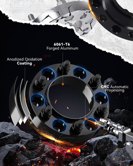 Close-up of a single Vypart forged hub centric wheel spacer showing the precise 106mm center bore and durable construction