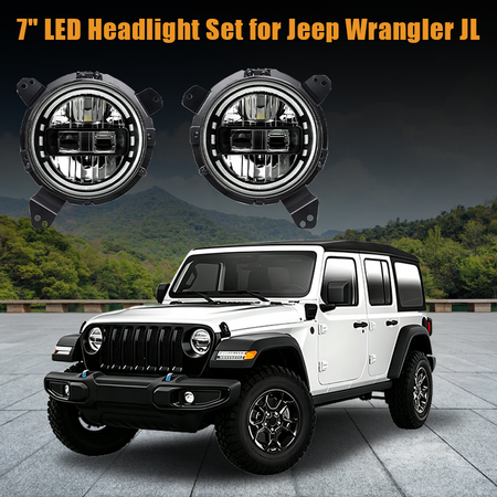 Perfectly compatible with Jeep Wrangler JL. This Vypart 7-inch LED headlight set is the ultimate direct-fit upgrade, ensuring clearer nighttime visibility and a striking appearance for your off-road adventures.