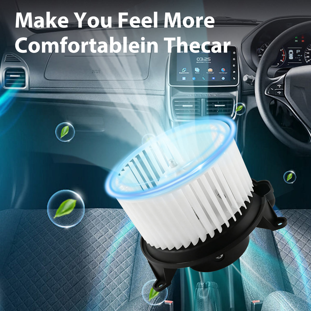 Vypart 700101 HVAC blower motor providing high-velocity airflow and cabin comfort inside vehicle interior

