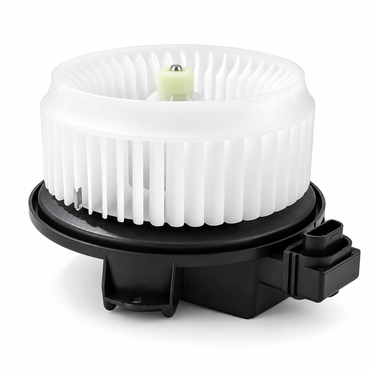 Vypart 700203 HVAC blower motor fan wheel and black base viewed from an angle