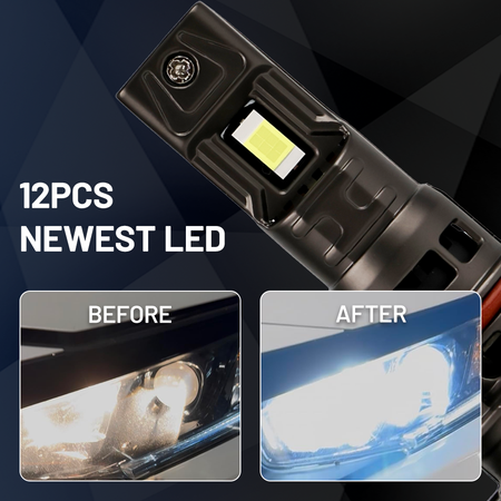 Step-by-step close-up image guide showing the simple, direct plug-and-play installation of Vypart 9005 LED bulbs into an HB3/9005 socket