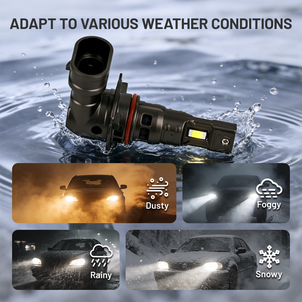 Professional image of the sealed retail package for Vypart 9005/HB3 LED Bulbs (2PCS), highlighting key features: Ultra Bright, Long Lifespan, No Flicker