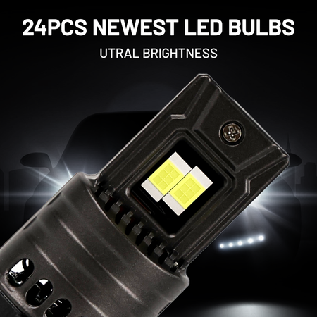 Beam pattern comparison showing the bright, clear 6500K white light output of the Vypart 9007 LED bulb versus a standard halogen bulb