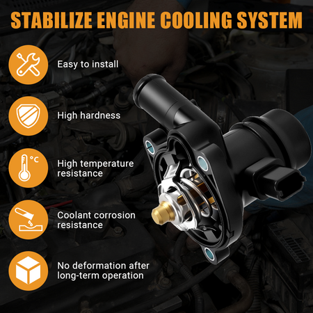 The Vypart 902-808 thermostat housing effectively stabilizes your engine cooling system. Features easy installation, high hardness, high-temperature resistance, coolant corrosion resistance, and no deformation after long-term operation.
