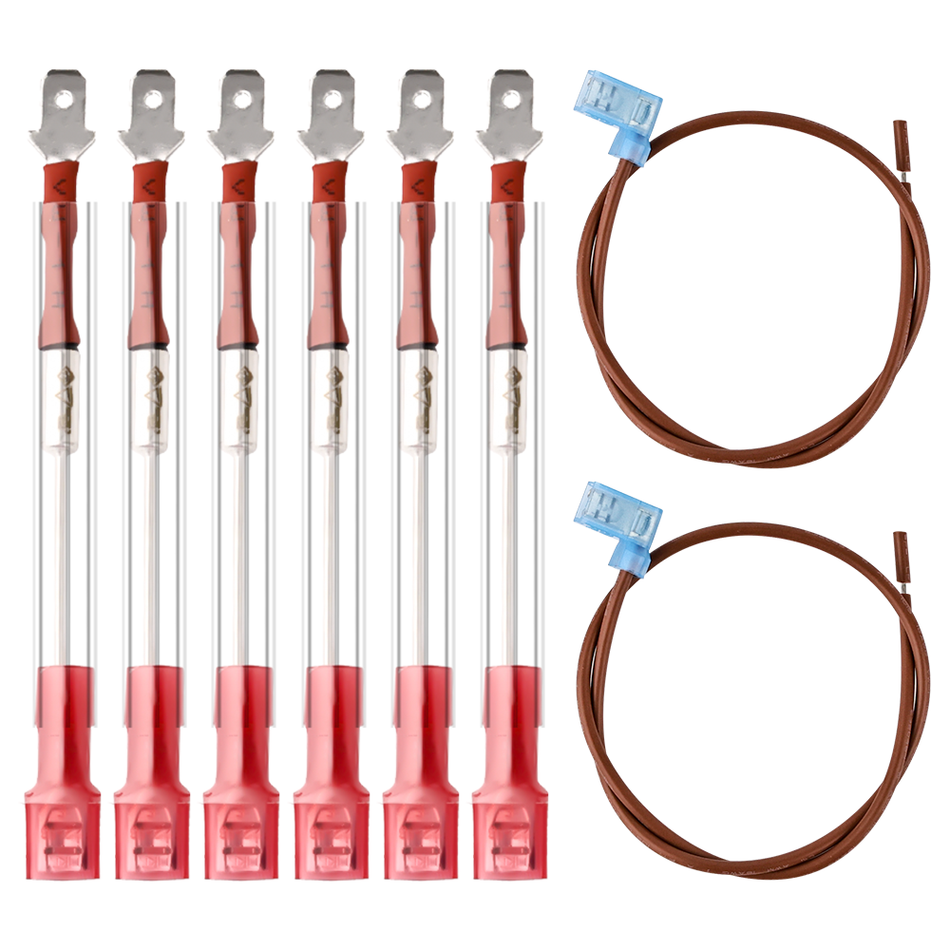 Vypart 93866 RV Water Heater Thermal Cutoff Replacement Kit, showing all components including 6 fuses and 2 copper wires