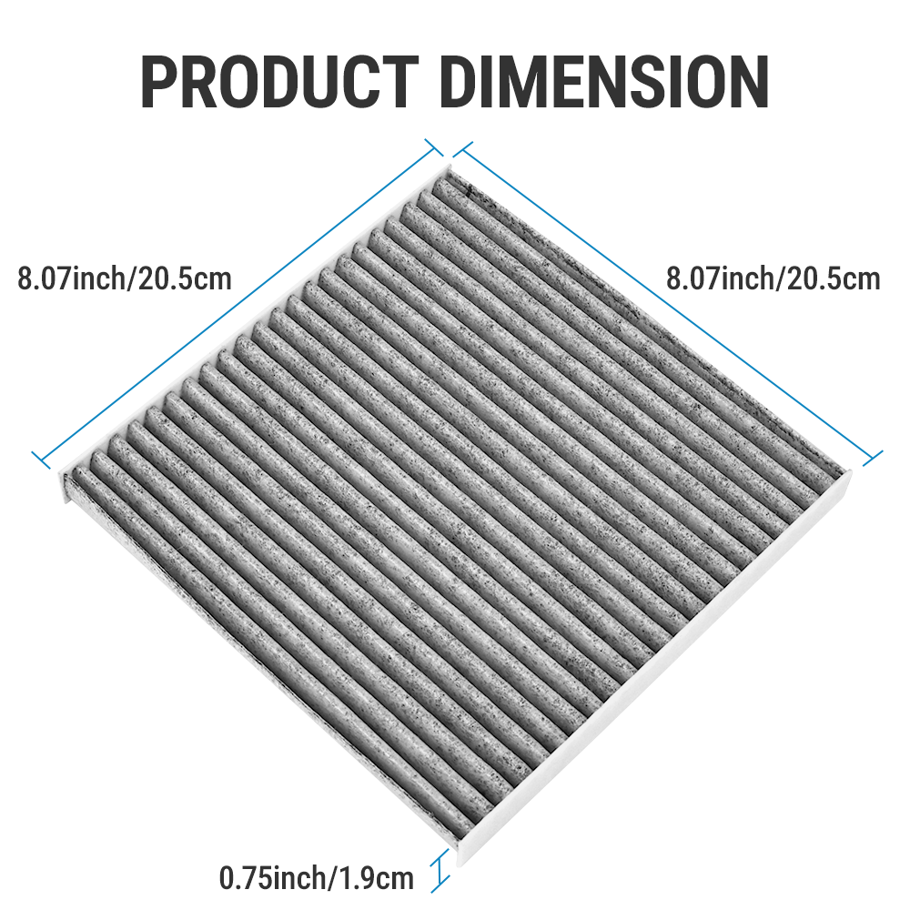 Close-up detail of the activated carbon filtering media inside the Vypart multi-part cabin air filter
