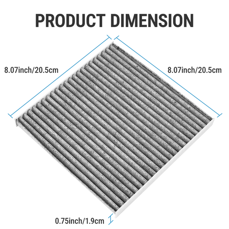 Close-up detail of the activated carbon filtering media inside the Vypart multi-part cabin air filter
