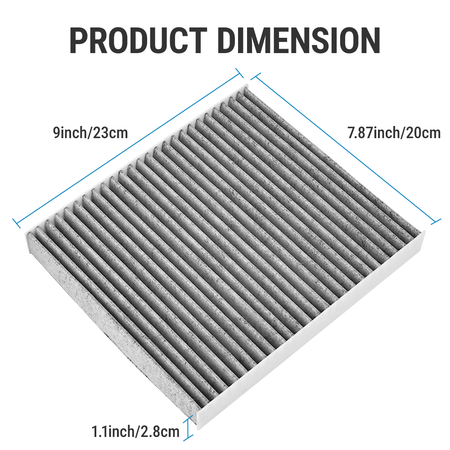 Close-up detail highlighting the activated carbon filtering layer inside the Vypart CP743 cabin air filter