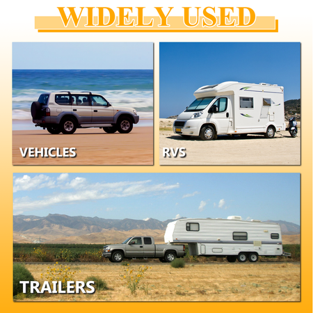 Infographic showing Vypart adapter compatibility with various trailer hitch sizes and vehicles
