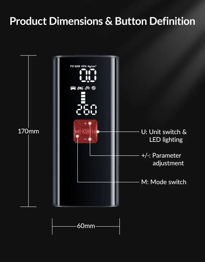 Complete Vypart air compressor kit includes pump, nozzles, carrying case, and charging cables