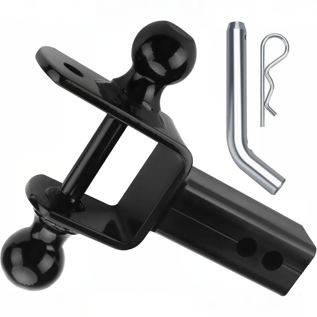 Vypart ATV/UTV Dual Ball Trailer Hitch with 2" and 1-7/8" balls, main product image showing 3-in-1 multi-hitch design
