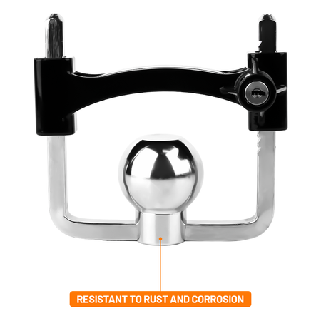 Close-up detail showing the anti-pry design and high-security lock cylinder of the Vypart U-shaped trailer lock