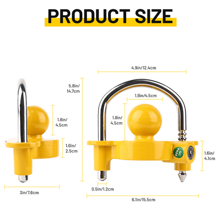 Vypart set of 3 ball locks shown side-by-side, demonstrating compatibility with different hitch ball sizes
