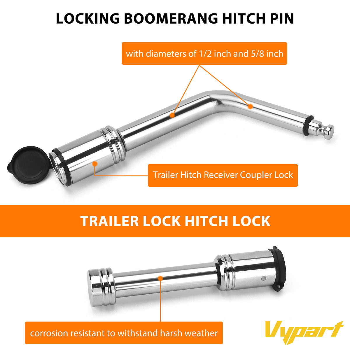 Vypart complete bar lock security kit packaging, includes the lock, red shackle, keys, and manual