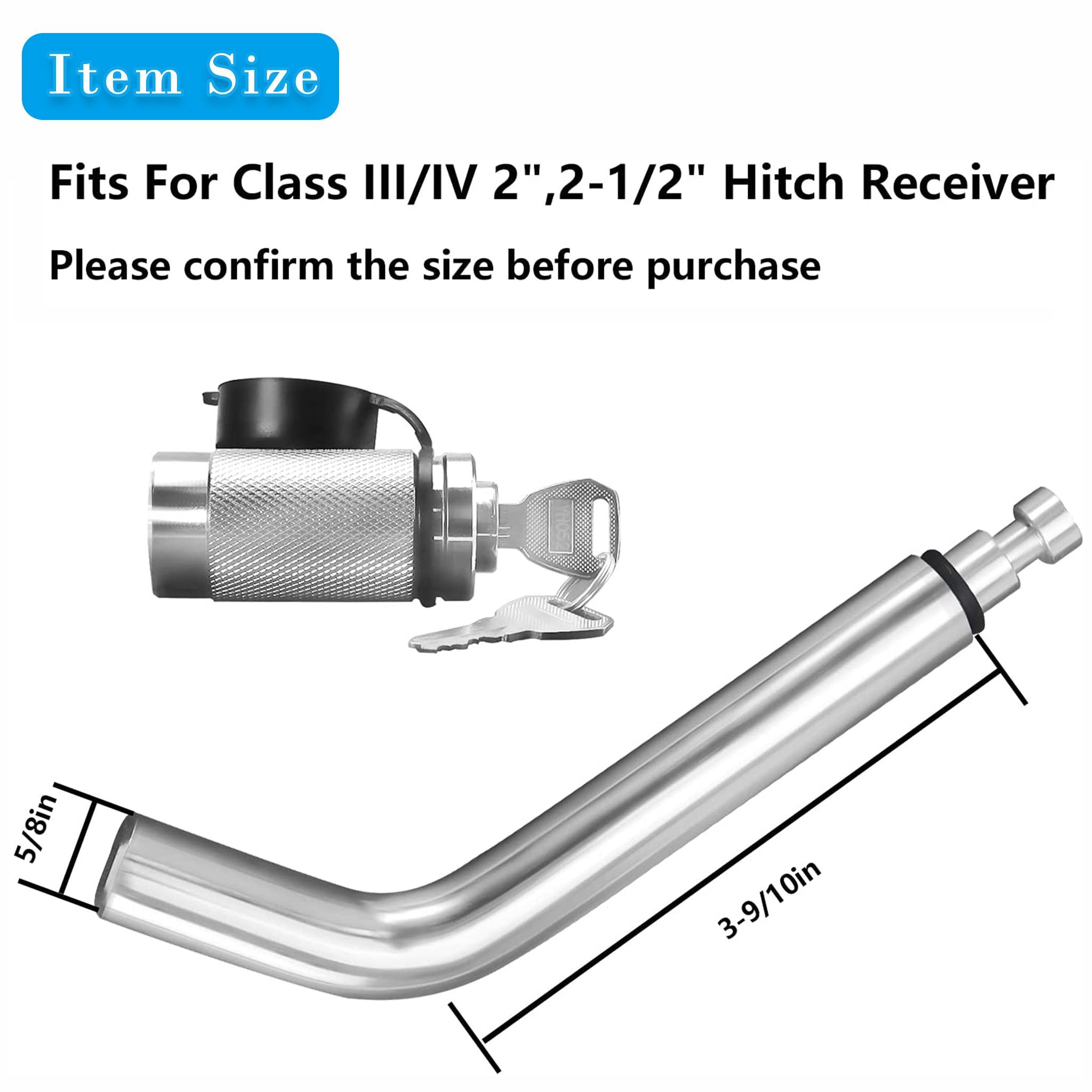 Close-up detail highlighting the 3-1/2-inch bent pin design and sturdy construction of the Vypart hitch pin lock