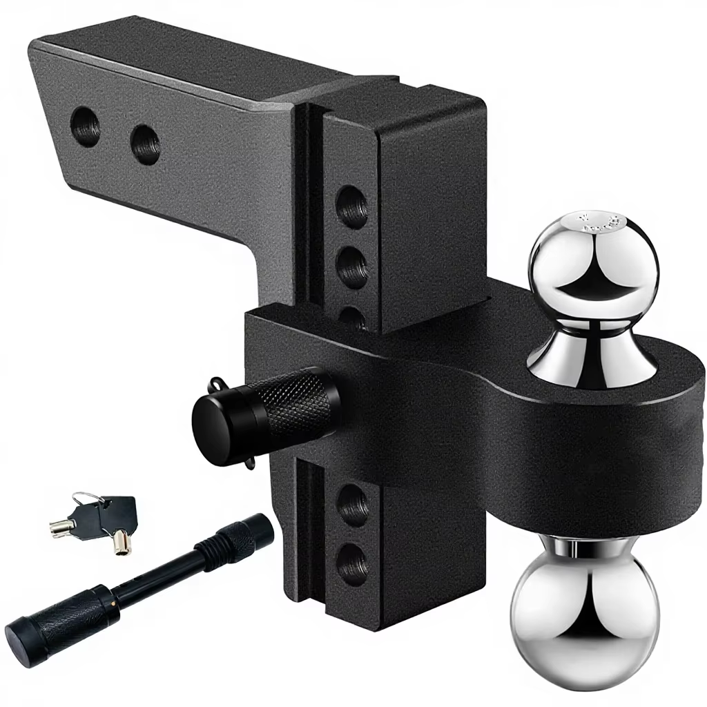 Vypart Black Surface Adjustable Trailer Hitch with 2" and 2-5/16" balls, heavy duty steel for 2" receiver