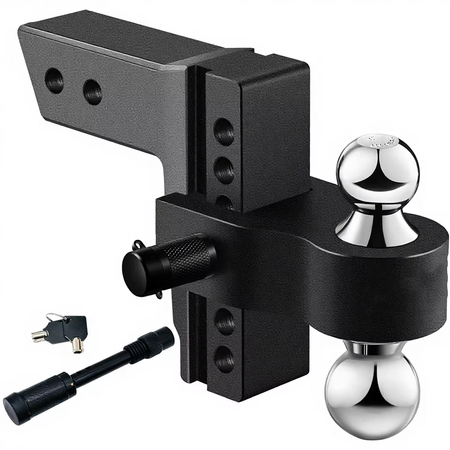 Vypart Black Surface Adjustable Trailer Hitch with 2" and 2-5/16" balls, heavy duty steel for 2" receiver