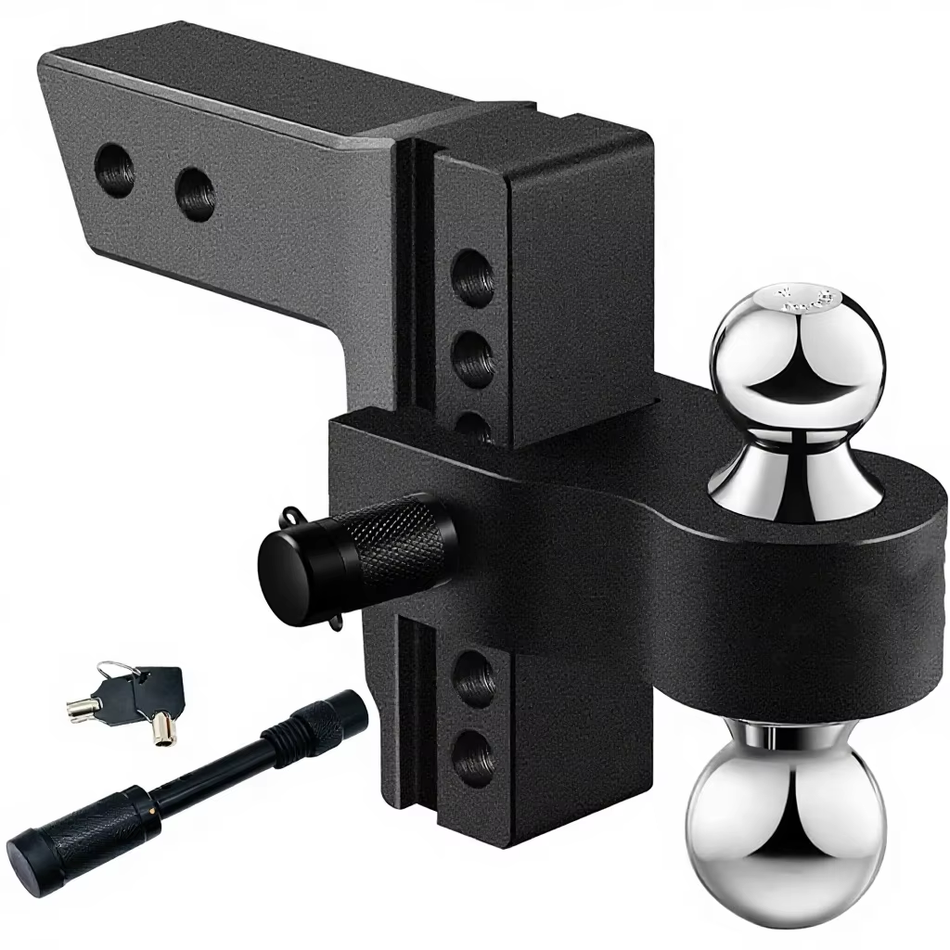 Vypart Black Surface Adjustable Trailer Hitch with 2" and 2-5/16" balls, heavy duty steel for 2" receiver
