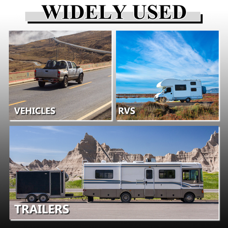 Vypart black trailer lock in outdoor setting, highlighting all-weather and anti-rust copper coating