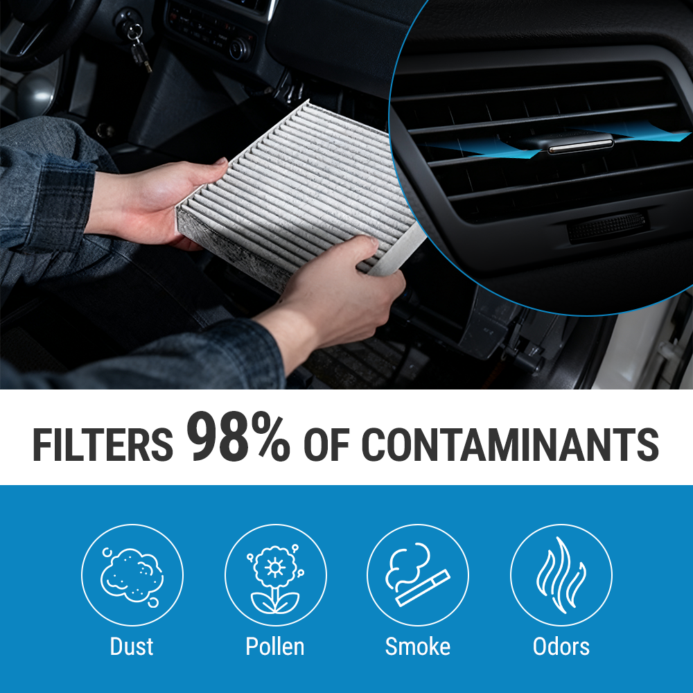 Diagram illustrating airflow through the cabin filter for both air conditioning and heating modes