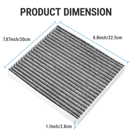 Packaging of the Vypart CAF160S-160 activated carbon cabin air filter ensuring clean airflow