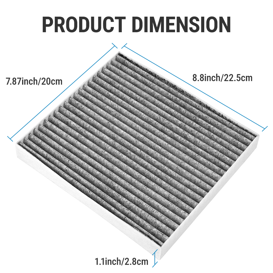Packaging of the Vypart CAF160S-160 activated carbon cabin air filter ensuring clean airflow