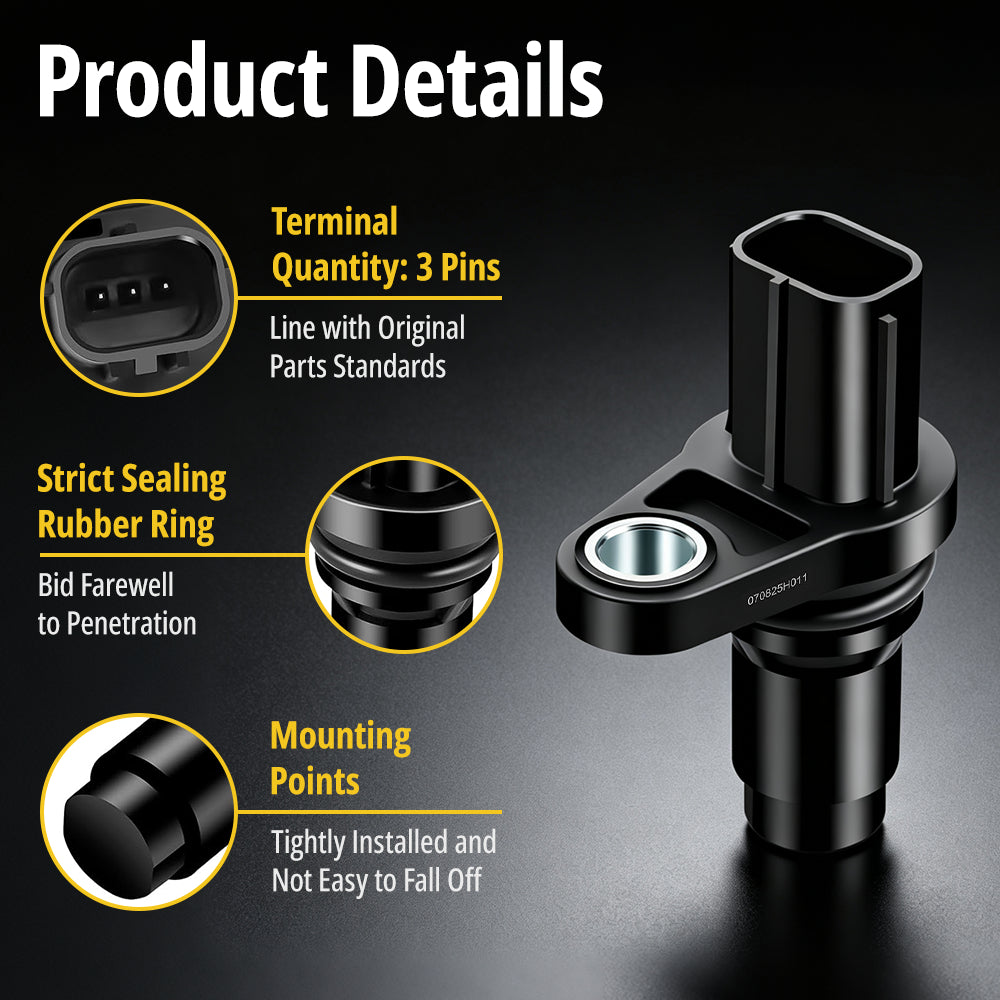 Vypart Camshaft Position Sensor Product Details – 3-Pin OEM Connector, Strict Sealing Rubber Ring, Secure Mounting Points, Tightly Installed