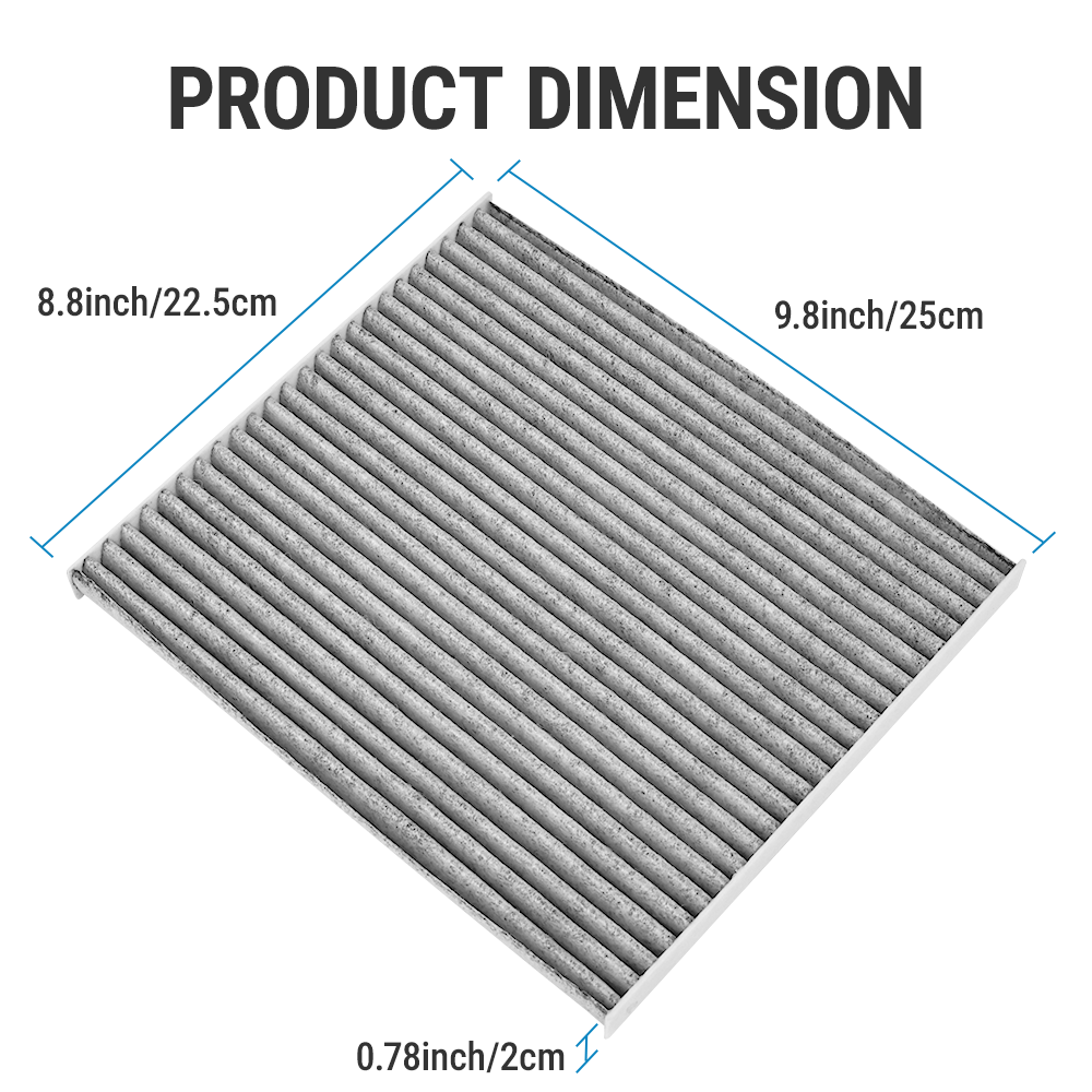 Image displaying the precise fit and dimensions of the Vypart CF11819 cabin air filter