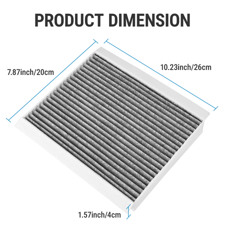 Image showing the exact size, dimensions, and fit of the Vypart CF12150-150 cabin air filter