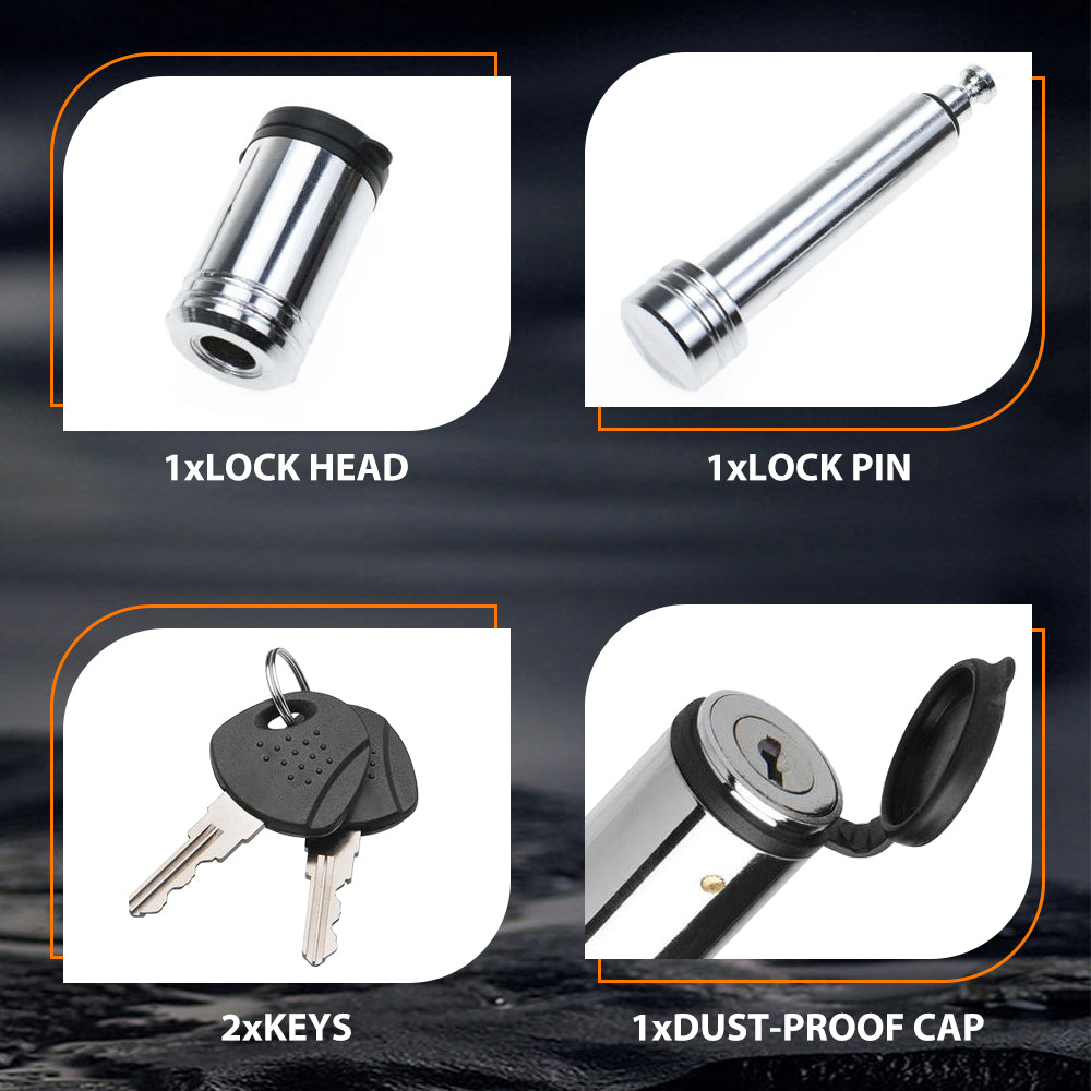 Retail packaging of the affordable Vypart hitch pin lock with cap, showing value proposition