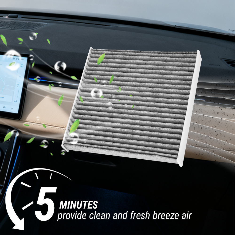 Visual concept showing how the filter ensures clean and fresh airflow in the car cabin
